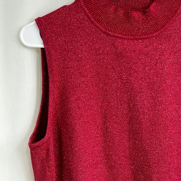 Style & Co. Collection Red Acrylic Cotton Metallic Pullover Sleeveless Sweater - Picture 2 of 7